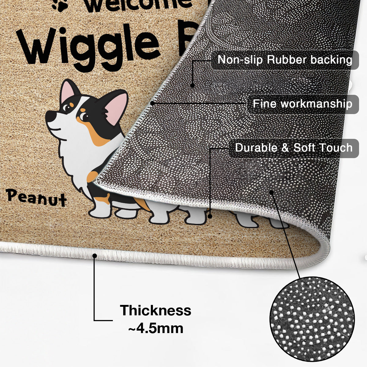 Corgi Wiggle Butt Club Dog Personalized Doormat, Home Decor For Corgi Lover