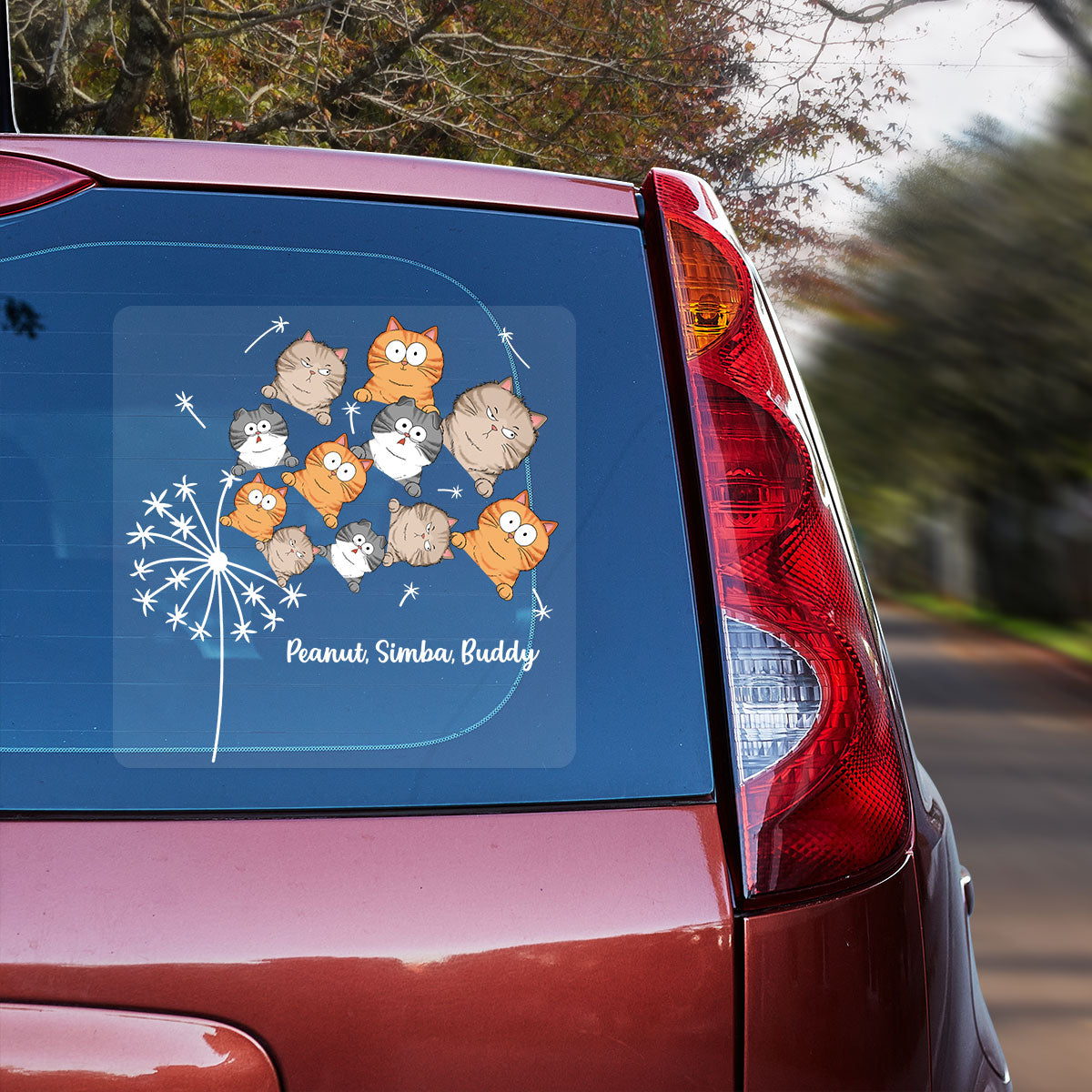Dandelion Funny Cat Decor On Car Fridge Window Personalized Decal, Gift For Cat Lover