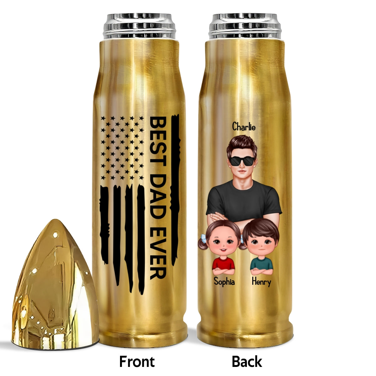 Best Dad Grandpa Ever Nation Flag Dad And Kids Personalized Bullet Tumbler
