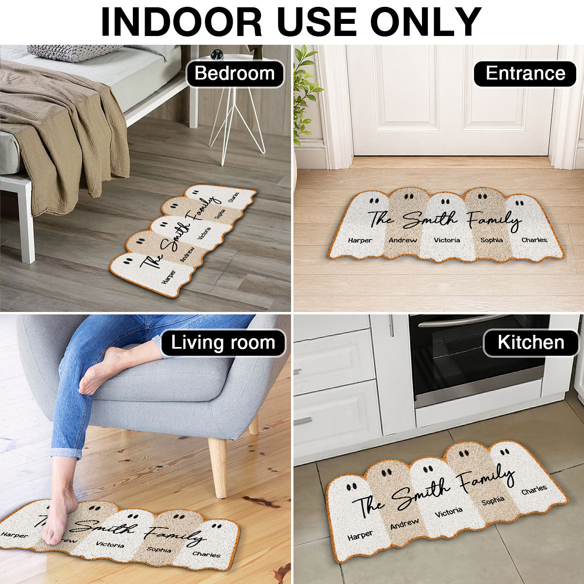 Ghost Family With Names - Personalized Doormat - Halloween Home Decor