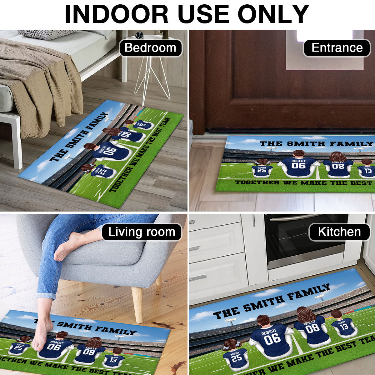 American Football Team Family Football Season Personalized Doormat