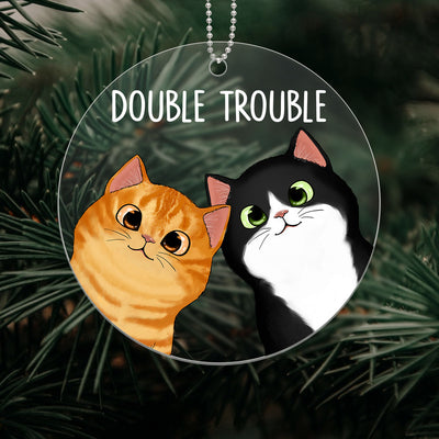 Peeking Cats Double Trouble Personalized Acrylic Ornament