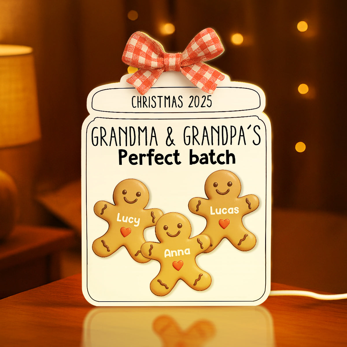 3D Effect Christmas Grandma Grandpa Perfect Batch Cookies - Personalized Light Box