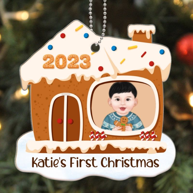 Baby First Christmas Gingerbread House Personalized Acrylic Ornament