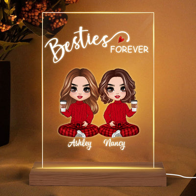 Doll Besties Sisters Forever Personalized Rectangle Acrylic Plaque LED Lamp Night Light