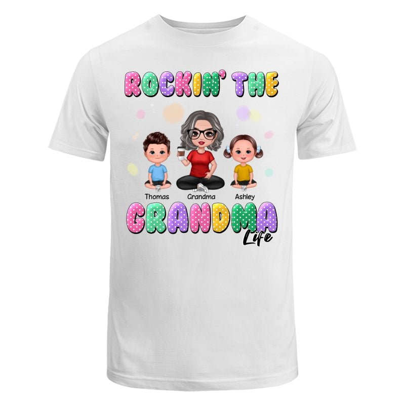Rockin‘ Grandma Life Colorful Polka Dot Personalized Shirt