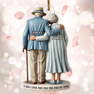 3D Effect Old Couple Stand Together Personalized Acrylic Ornament, Heartfelt Keepsake, Gift For Couple, For Him, For Her, Husband, Wife