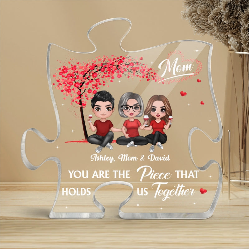 Mom The Piece Holds Us Together Red Tree Personalized Acrylic Puzzle Plaque Mother‘s Day Gift For Mom