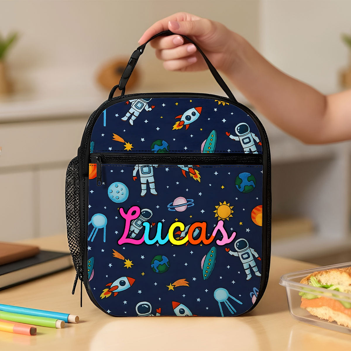 Personalized Insulated Kid Lunch Bag, Custom Kid Name Back to School Meal Tote Kit for Girls, Boys