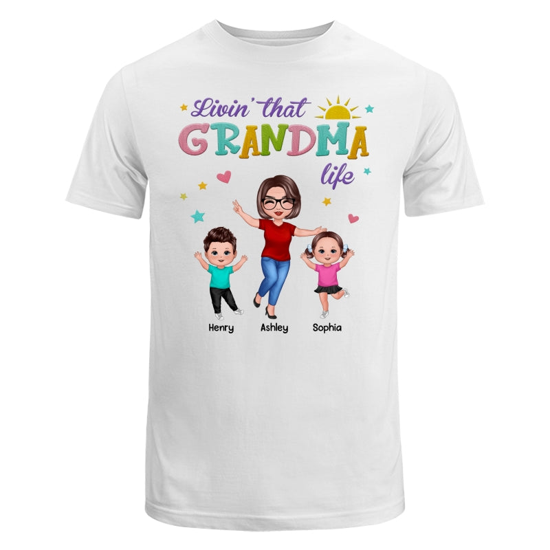 Livin‘ That Grandma Life Summer Vibe Happy Doll Woman & Kids Personalized Shirt