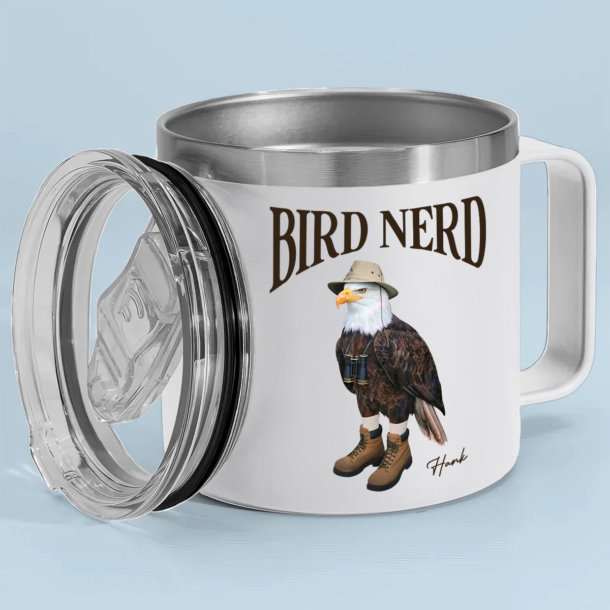 Bird Nerd Funny Gift For Bird Watcher, Bird Twitcher Bird Lover Personalized Stainless Steel Tumbler With Handle