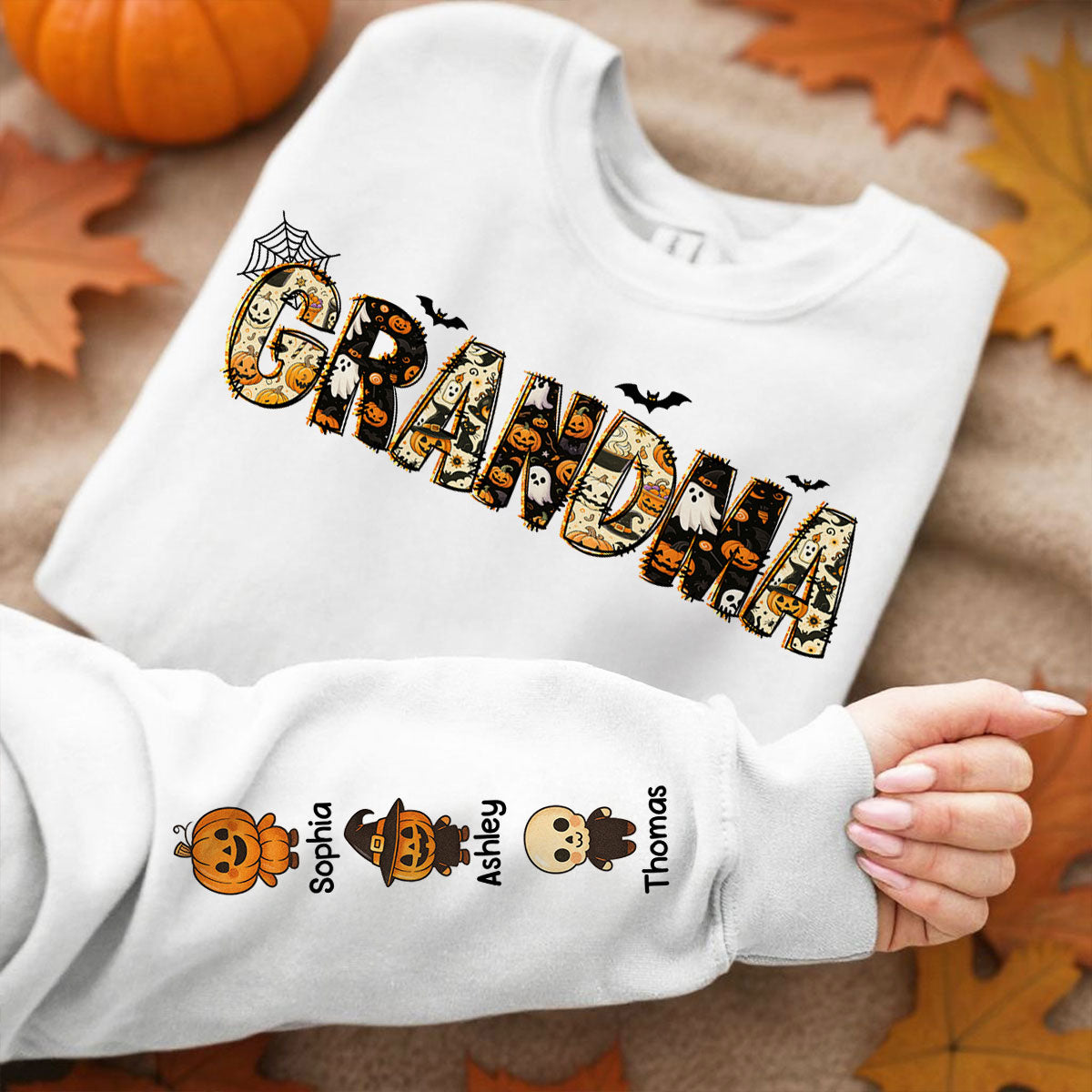 Personalized Halloween Mama Grandma Sweatshirt, Spooky Gift for Mom Grandma