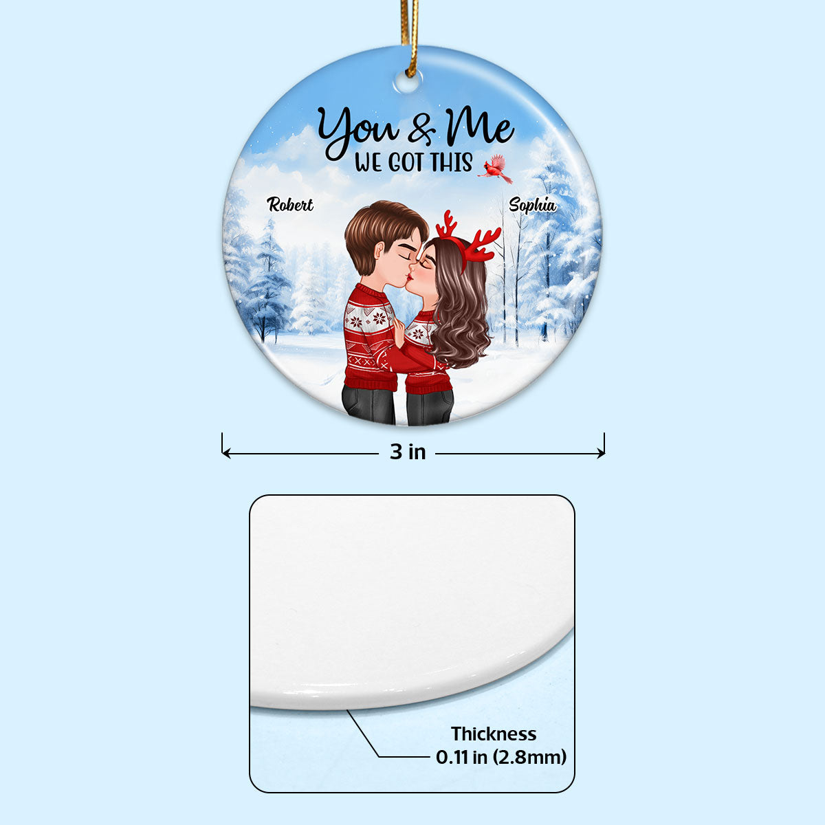The Day It All Began Couple Kissing Anniversary Date Calendar Personalized Double Sided Circle Ornament