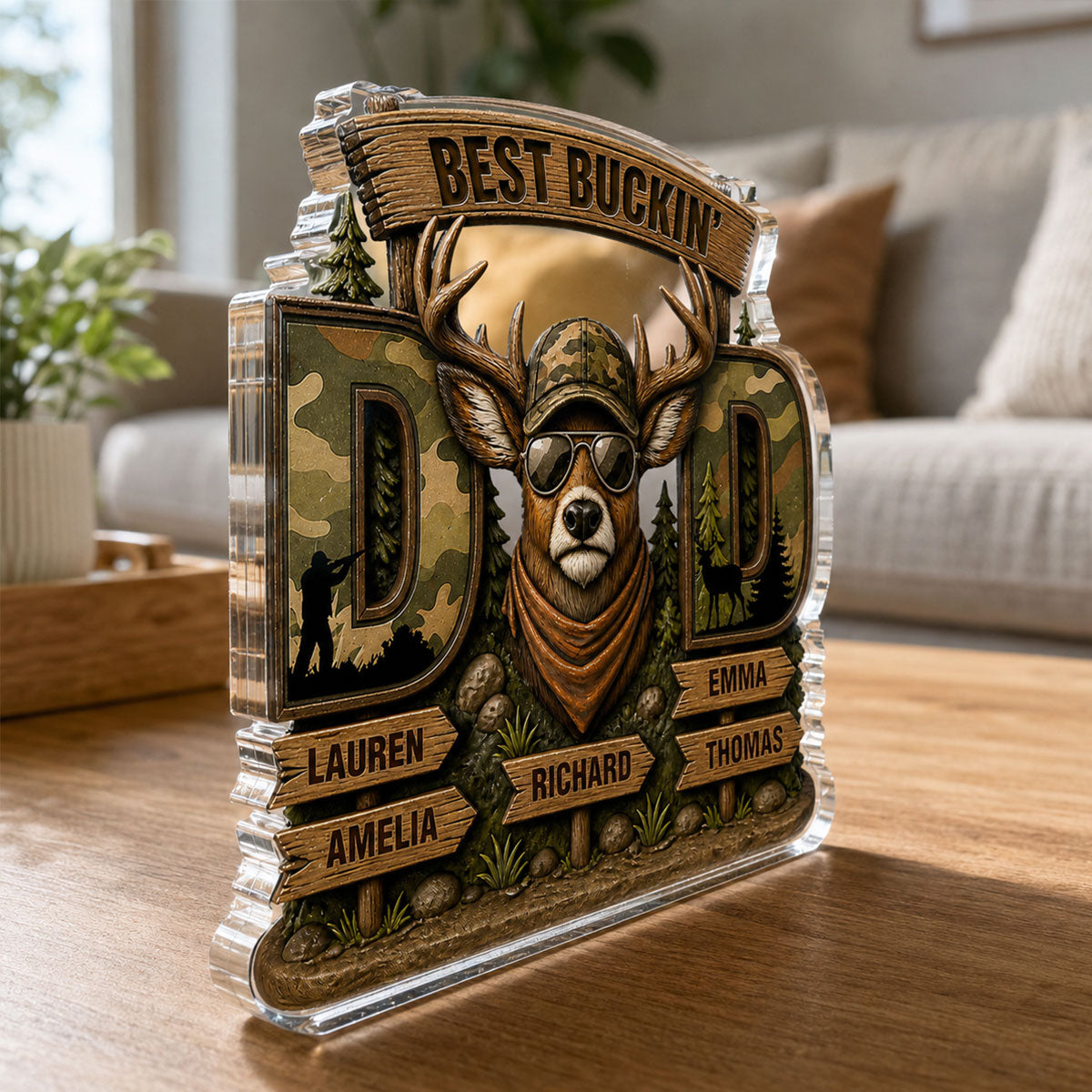 Best Buckin's Dad Hunting - Personalized Acrylic Block Plaque - Father's Day Gift For Dad, Husband