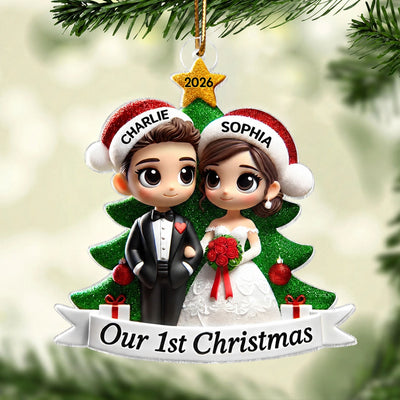 Our First Christmas Married Wedding Couple 2D Flat Acrylic Ornament, MR. & MRS. Gift