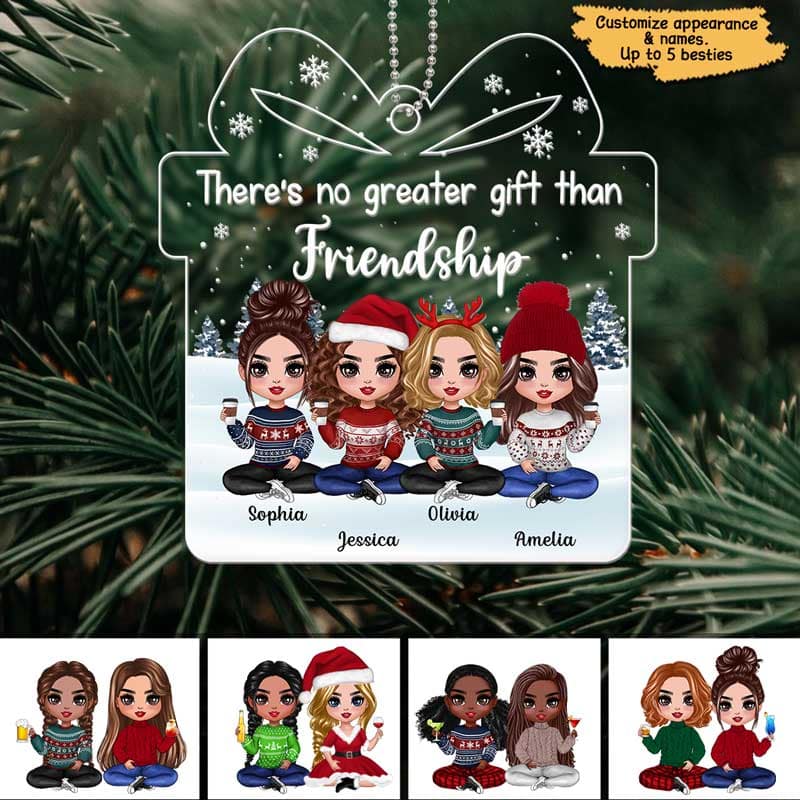 No Greater Gift Than Sisters Besties Personalized Acrylic Ornament