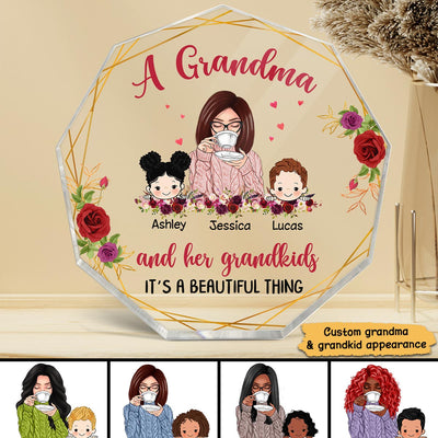 Grandma Grandkids Beautiful Thing Personalized Nonagon Acrylic Plaque