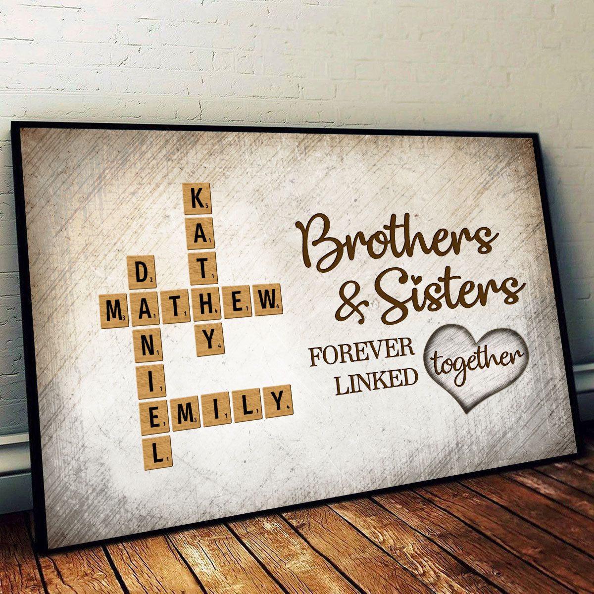 The Love Between Brothers & Sisters Knows No Distance Crossword Puzzle Art, Personalized Poster