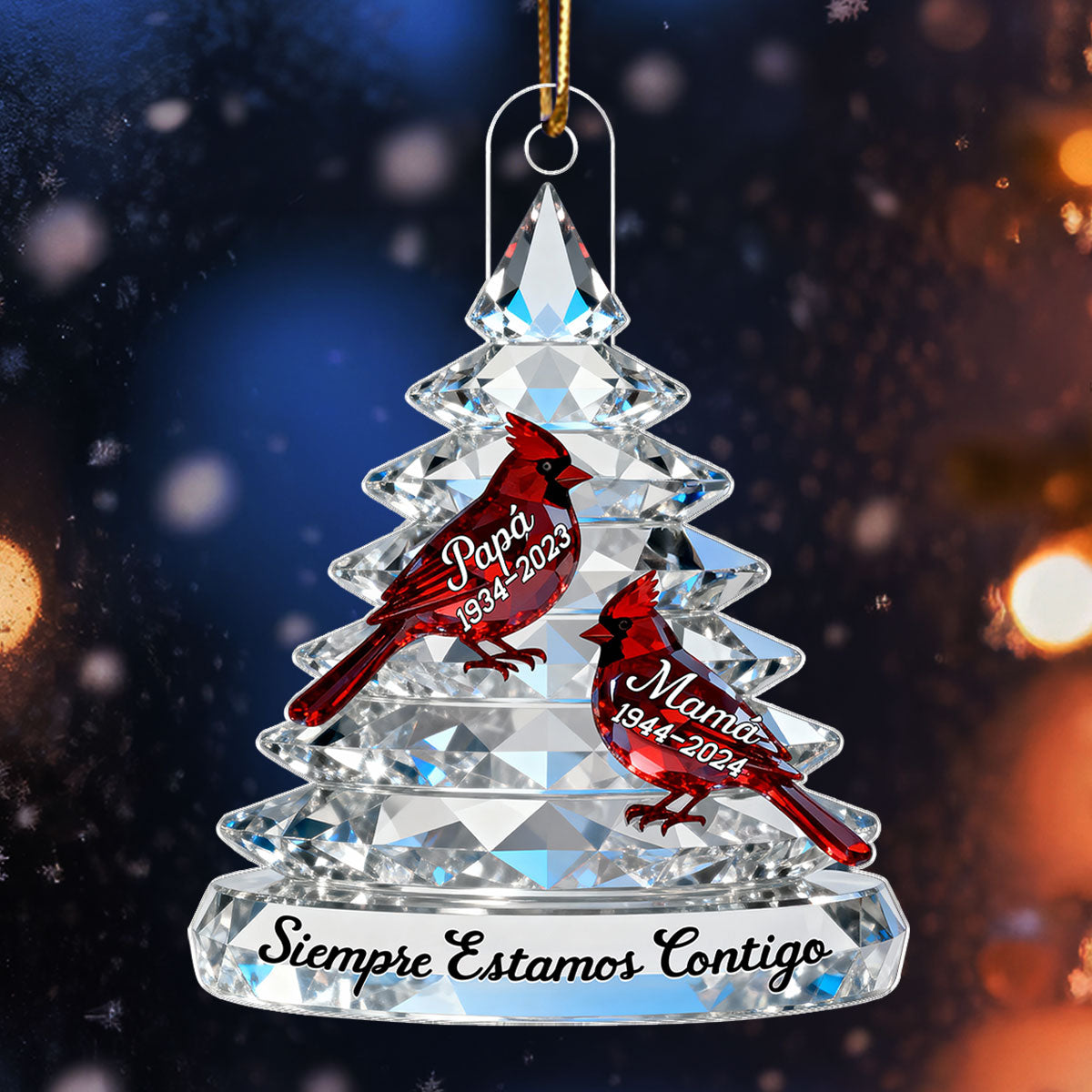 Christmas Spanish Memorial Siempre estamos contigo - Adorno acrílico personalizado - Adorno conmemorativo, regalo de condolencias, regalo de recuerdo