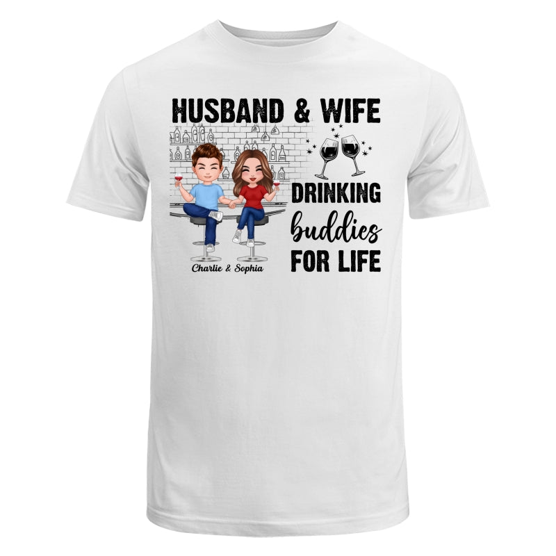 Couple Standing Drinking Buddies For Life Personalized Shirt