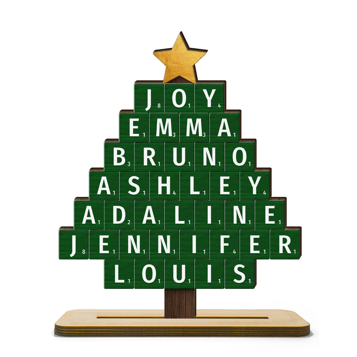 Christmas Tree Word Art Unique Christmas Decor Personalized Standing Wooden Plaque