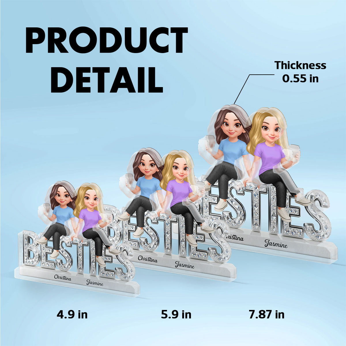 Beautiful Besties Forever - Personalized Acrylic Block Plaque - Gift For Best Friends