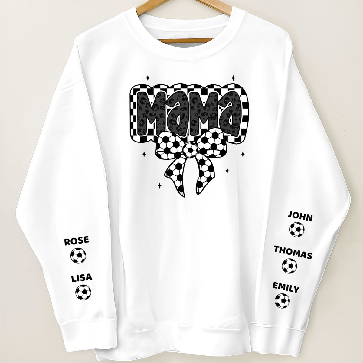 Retro Soccer Coquette Mama Personalized Sweatshirt, Perfect 2025 Gift For Soccer Lover, For Soccer Mom, For Soccer Wife