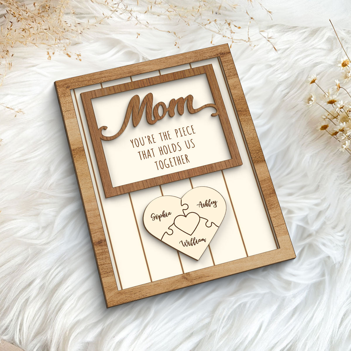 Personalized Mom Gift You are the Piece that Holds us Together, Puzzle with Names for Mother, Engraving Wood Gift, Mommy Gift