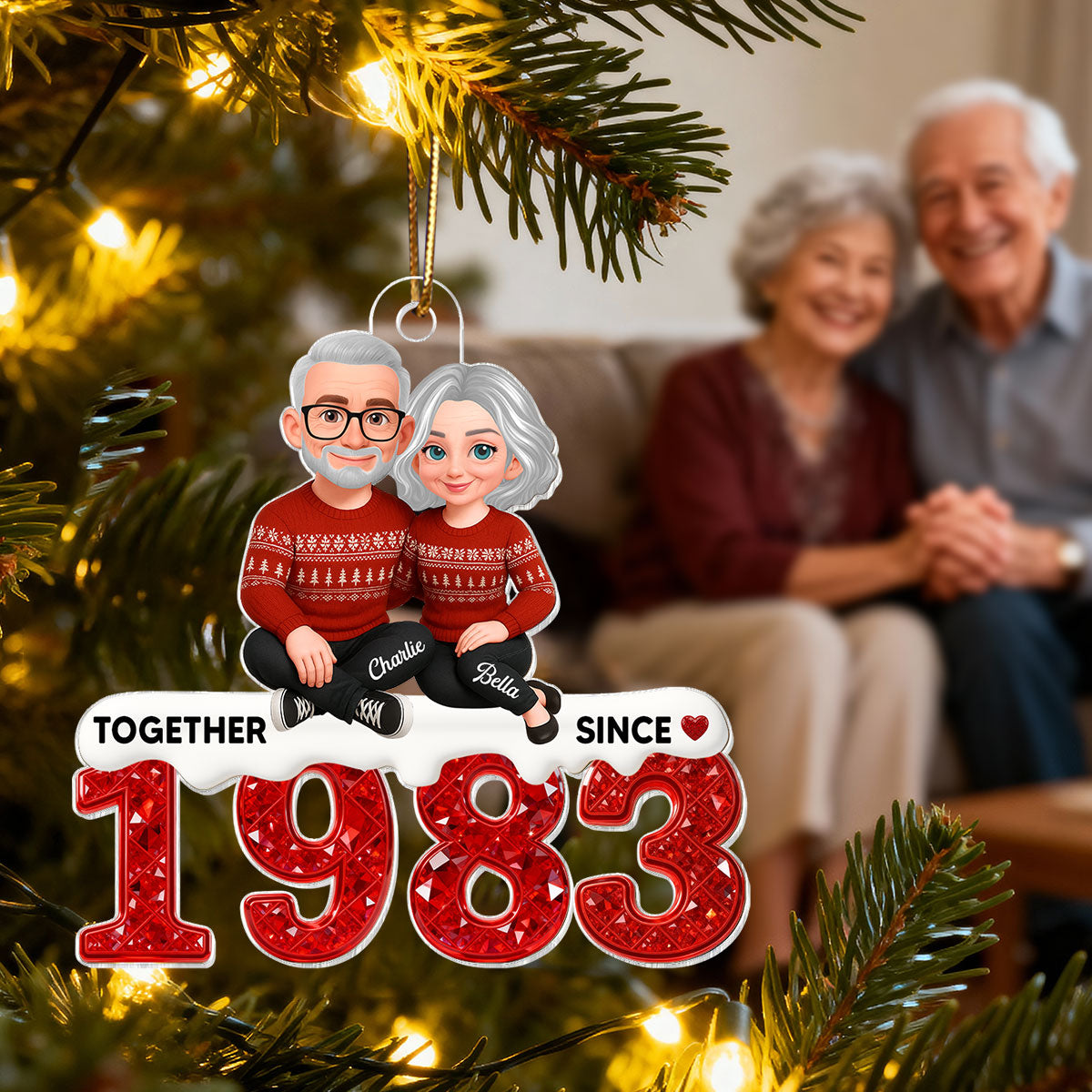 3D Effect Shining Effect Beautiful Couple Together Since Custom Year - Personalized Acrylic Ornament