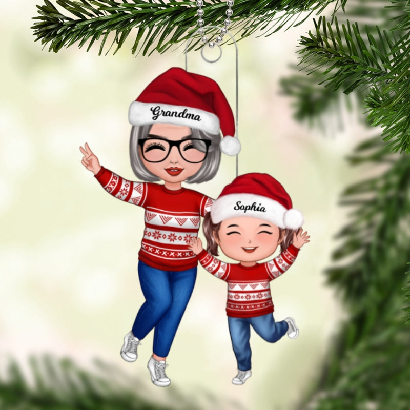 Happy Doll Grandma & GrandKid Christmas Gift For Granddaughter Grandson Personalized Acrylic Ornament