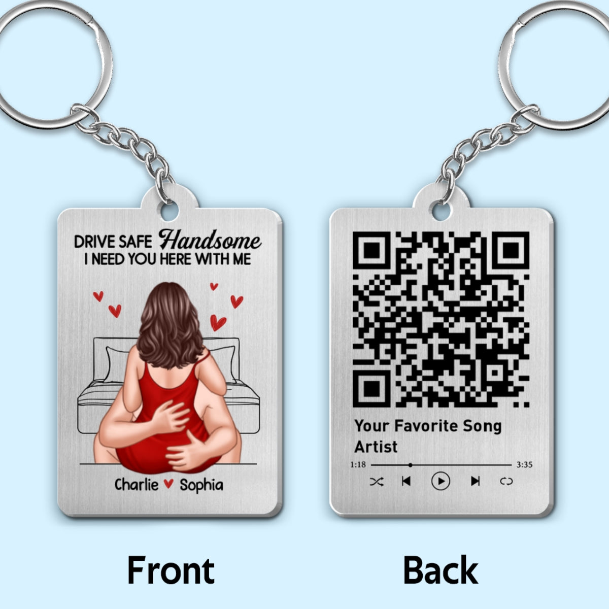 Couple Kiss Passionate Drive Safe Personalized Metal Keychain
