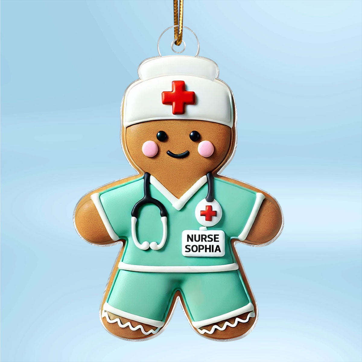 3D Effect Gingerbread Nurse Personalized Acrylic Ornament, Christmas Gift For Nurses