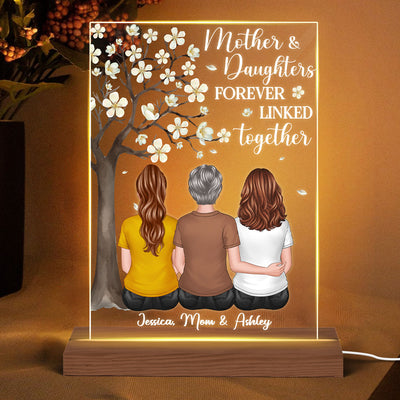Mother Daughter Back View Under White Flower Tree Personalized Acrylic LED Night Light