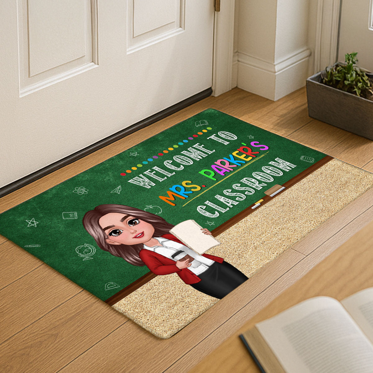 Classroom Green Board Welcome To Classroom Teacher Personalized Doormat
