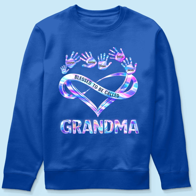 Blessed to be Called Grandma Mom with Kids' Handprint - Personalized Shirt - Sentimental Gift for Grandma, Mom
