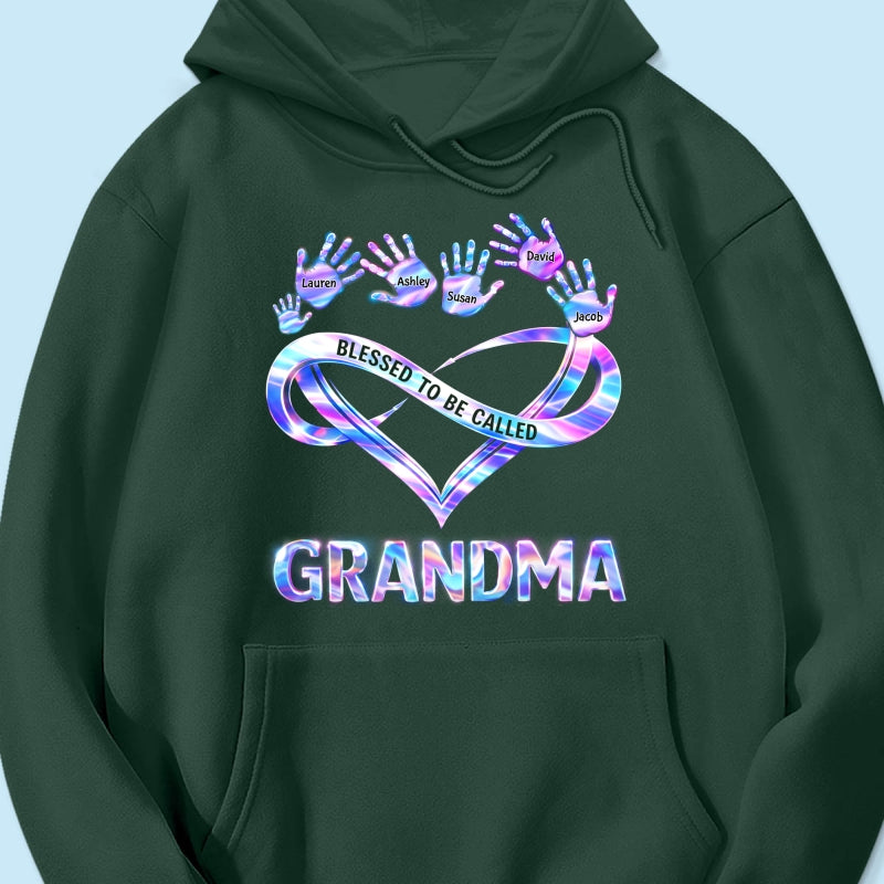 Blessed to be Called Grandma Mom with Kids' Handprint - Personalized Shirt - Sentimental Gift for Grandma, Mom