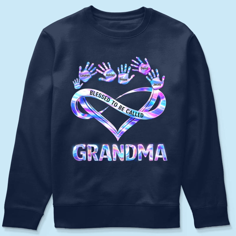 Blessed to be Called Grandma Mom with Kids' Handprint - Personalized Shirt - Sentimental Gift for Grandma, Mom