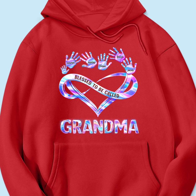 Blessed to be Called Grandma Mom with Kids' Handprint - Personalized Shirt - Sentimental Gift for Grandma, Mom