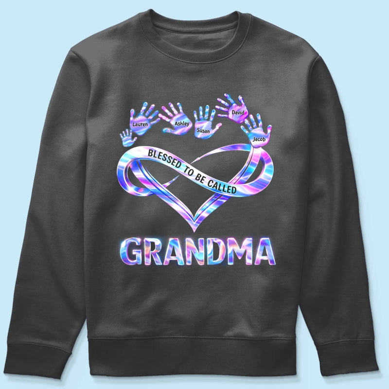 Blessed to be Called Grandma Mom with Kids' Handprint - Personalized Shirt - Sentimental Gift for Grandma, Mom