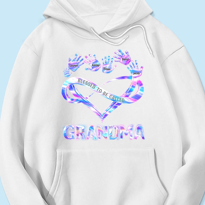 Blessed to be Called Grandma Mom with Kids' Handprint - Personalized Shirt - Sentimental Gift for Grandma, Mom