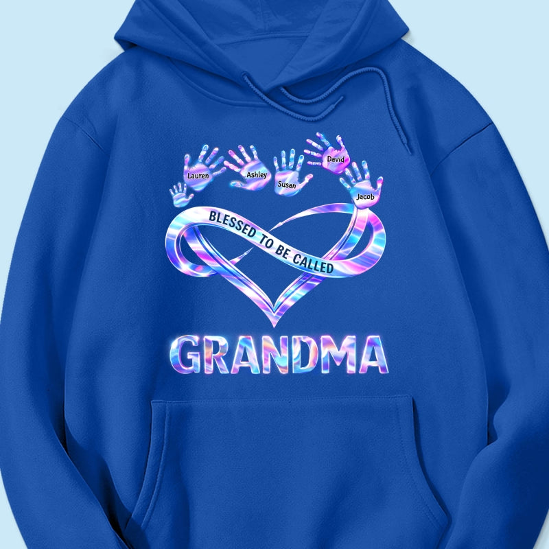 Blessed to be Called Grandma Mom with Kids' Handprint - Personalized Shirt - Sentimental Gift for Grandma, Mom