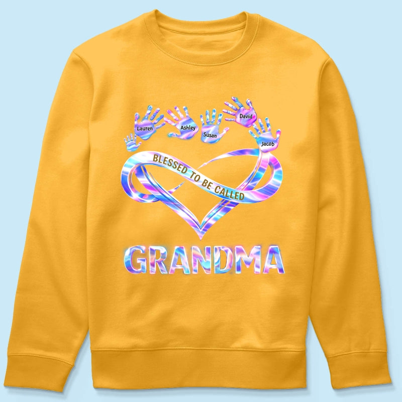 Blessed to be Called Grandma Mom with Kids' Handprint - Personalized Shirt - Sentimental Gift for Grandma, Mom