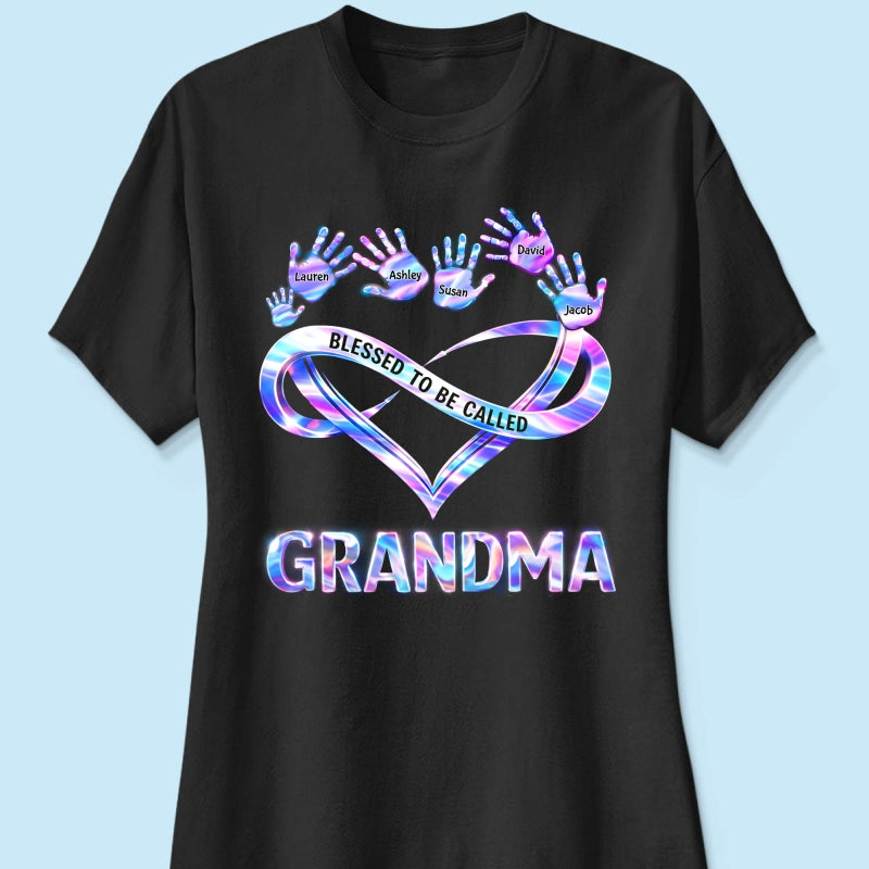Blessed to be Called Grandma Mom with Kids' Handprint - Personalized Shirt - Sentimental Gift for Grandma, Mom