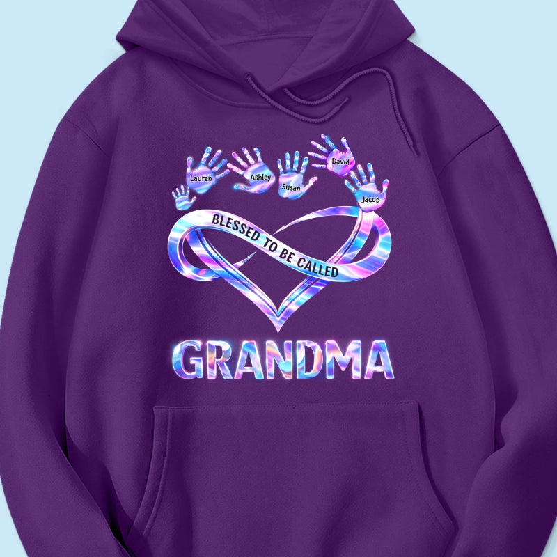 Blessed to be Called Grandma Mom with Kids' Handprint - Personalized Shirt - Sentimental Gift for Grandma, Mom