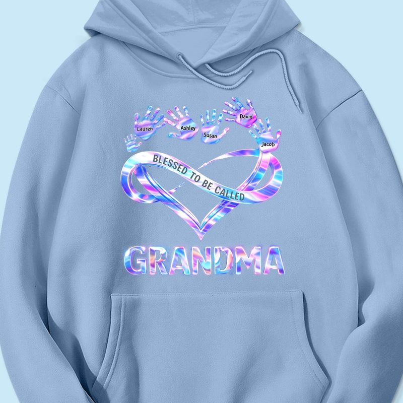 Blessed to be Called Grandma Mom with Kids' Handprint - Personalized Shirt - Sentimental Gift for Grandma, Mom