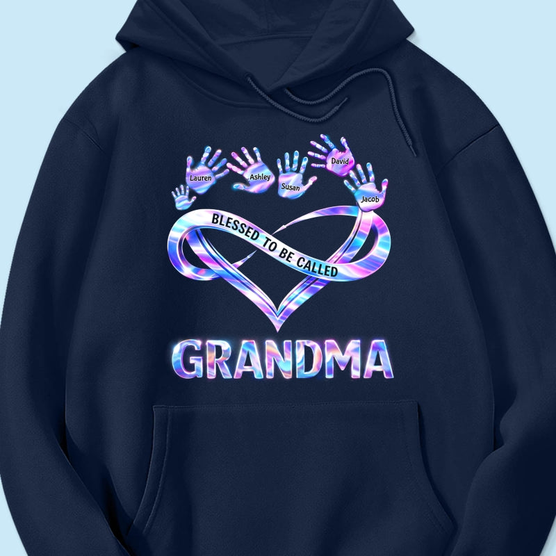 Blessed to be Called Grandma Mom with Kids' Handprint - Personalized Shirt - Sentimental Gift for Grandma, Mom