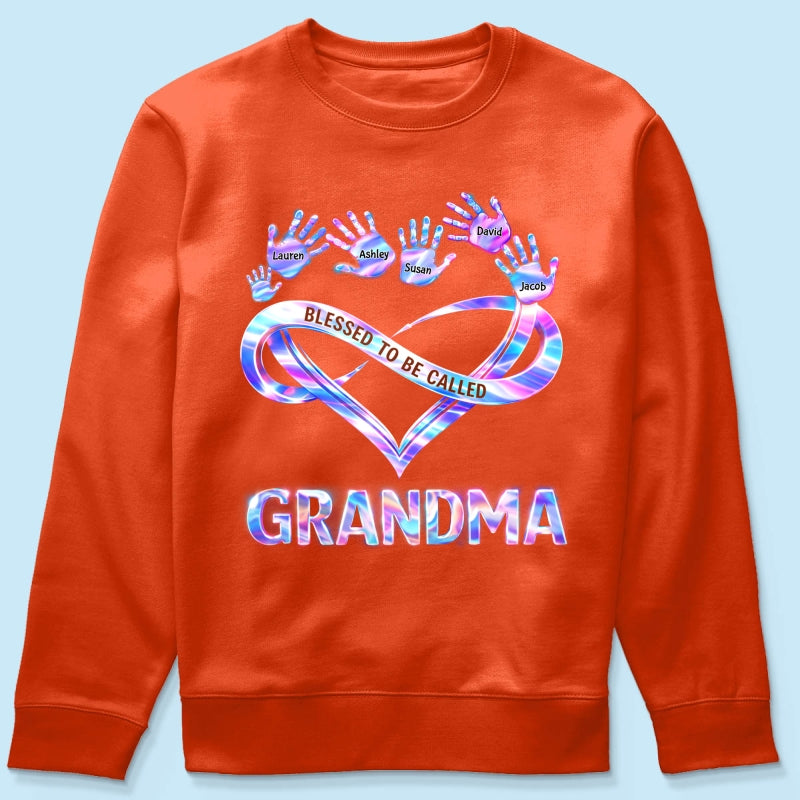 Blessed to be Called Grandma Mom with Kids' Handprint - Personalized Shirt - Sentimental Gift for Grandma, Mom
