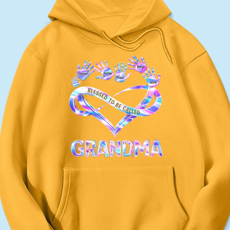 Blessed to be Called Grandma Mom with Kids' Handprint - Personalized Shirt - Sentimental Gift for Grandma, Mom