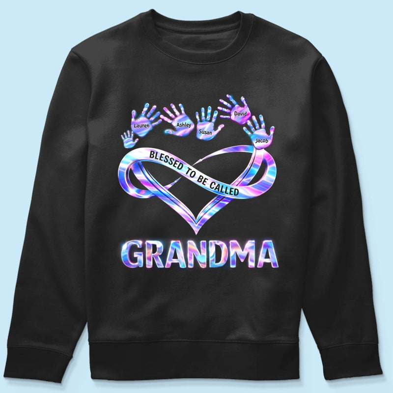 Blessed to be Called Grandma Mom with Kids' Handprint - Personalized Shirt - Sentimental Gift for Grandma, Mom