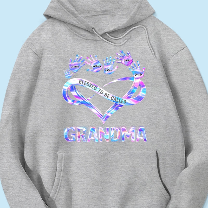 Blessed to be Called Grandma Mom with Kids' Handprint - Personalized Shirt - Sentimental Gift for Grandma, Mom